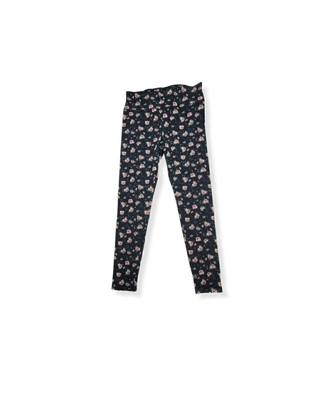 Wild Fable Black Floral Print Leggings Large Junior